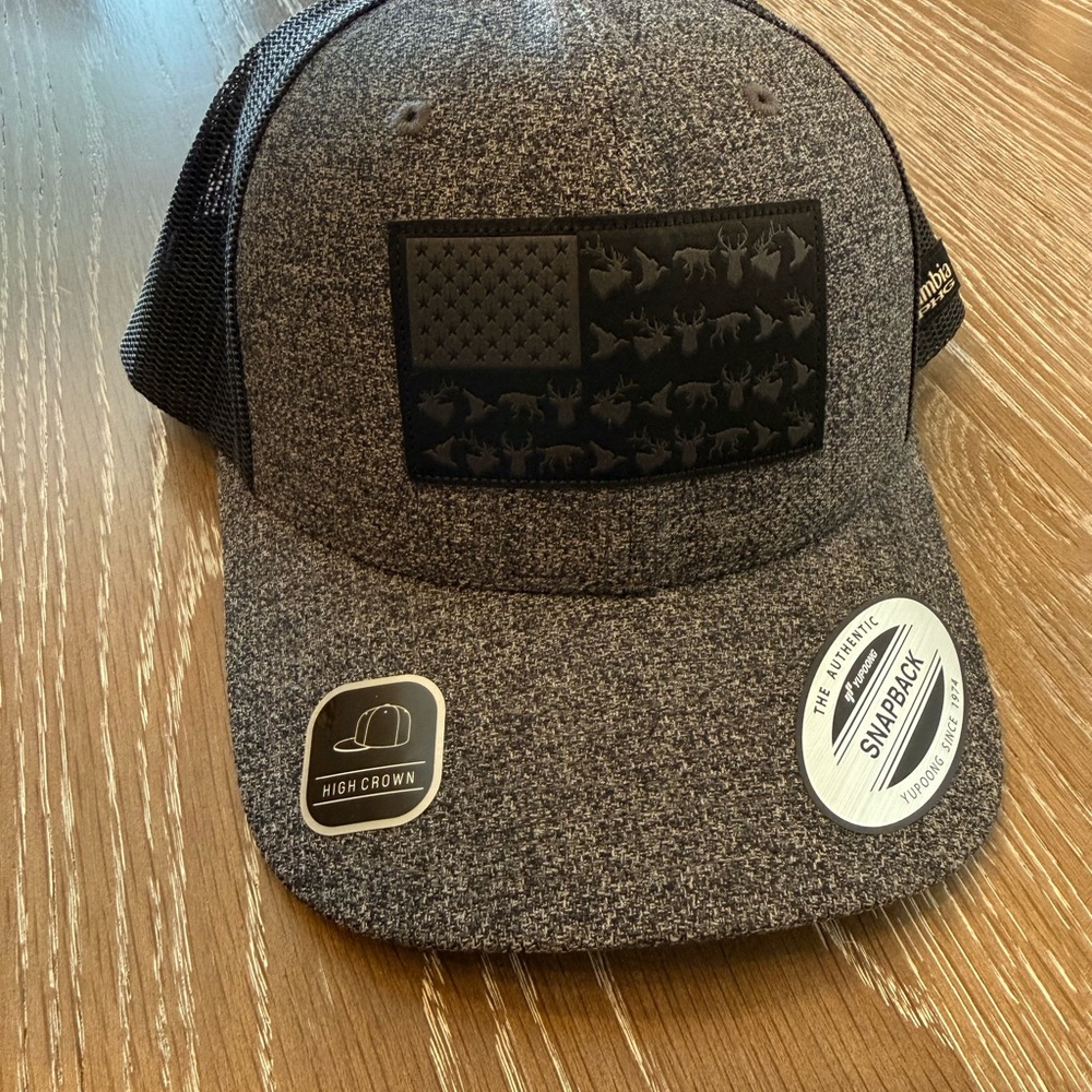 Gray Snapback Hat with Black Patch